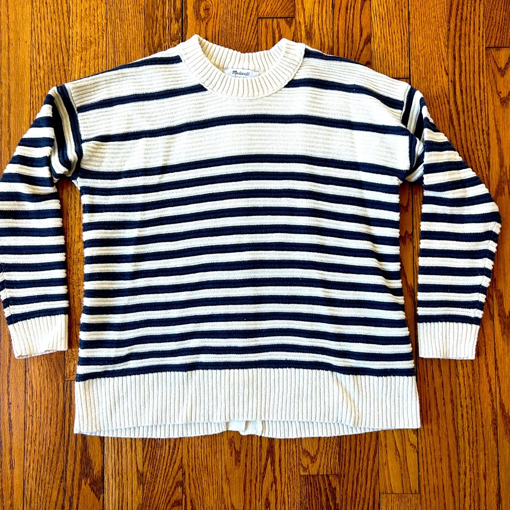 Brand new Madewell cream, and navy striped sweater.